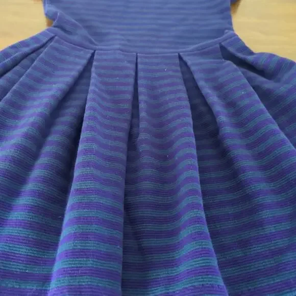 Polo Ralph LaurenGirls Striped Purple Grey Pleated short sleeve dress size S 7